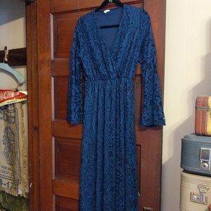 Lace dress maxi navy maternity